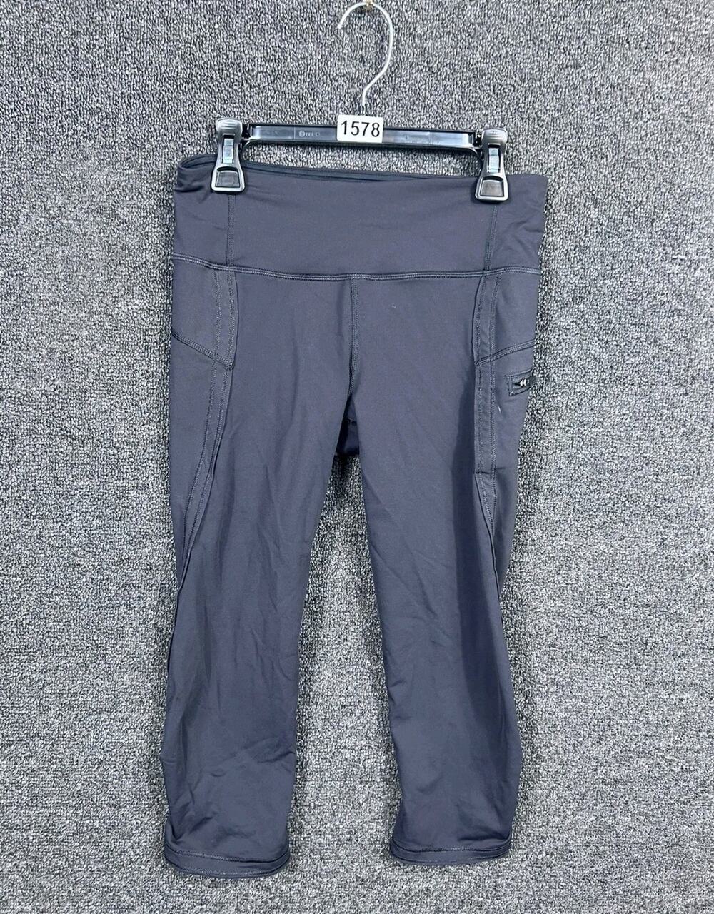 Lululemon Cargo Leggings Pants Ankle Womens Size 4 Black Stretch Zip Pockets